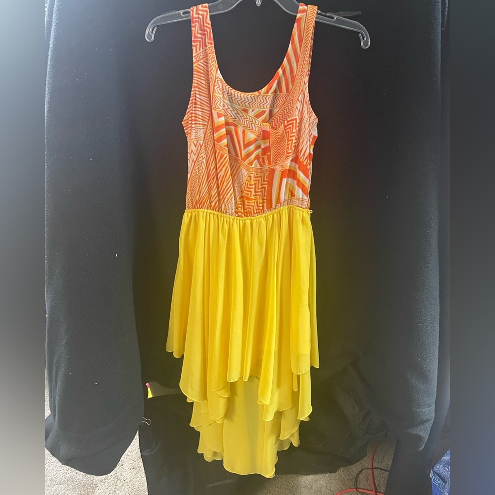 Size medium orange and yellow hi low dress